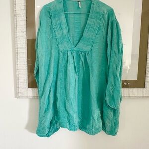 Free People Teal Long Sleeve dress mini